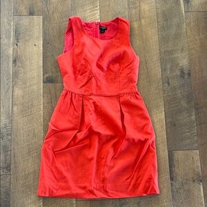 J. Crew Red Pleated Midi Cocktail Dress